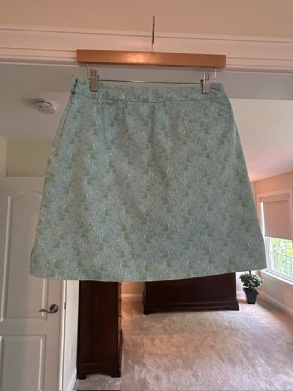 EP Seahorse Print A-Line Skirt | Aqua Blue Coastal Novelty Print | Size 6